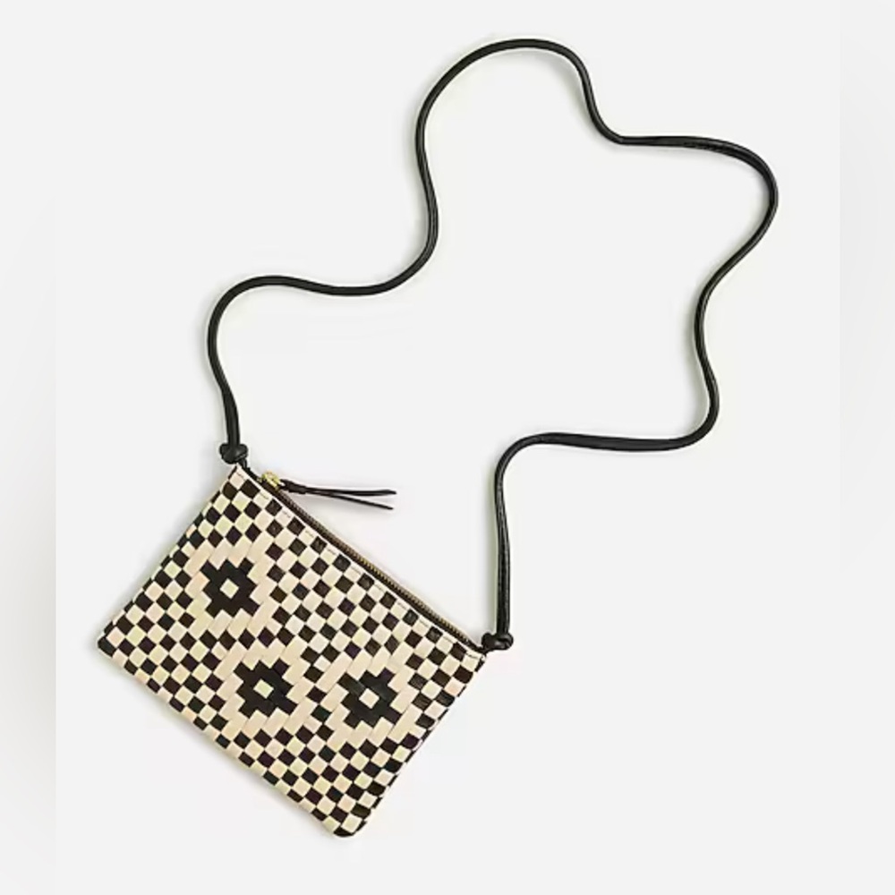 Jcrew basket-weave crossbody purse in leather